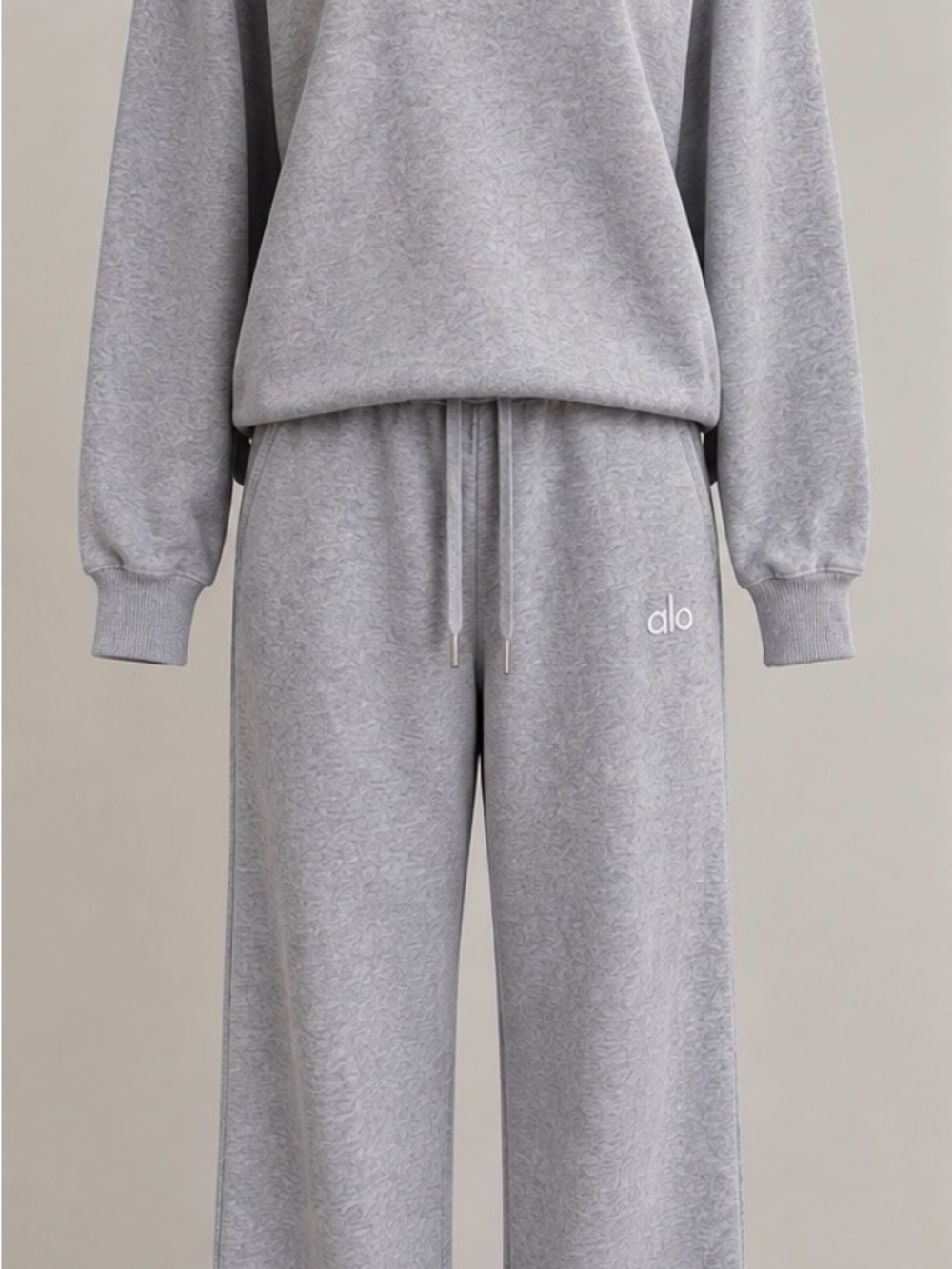 ALO Yoga Kids Light Gray Sweatshirt & Jogger Pajama Set